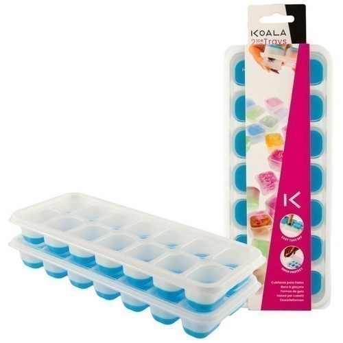 SET 2 CUBITERAS KOALA AZUL C/TAPA Y BASE FLEXIBLE